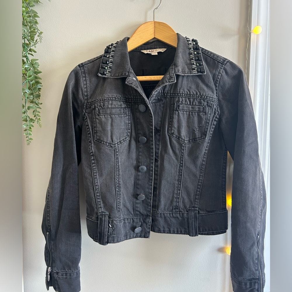 Cabi Black Denim Jacket Size XS